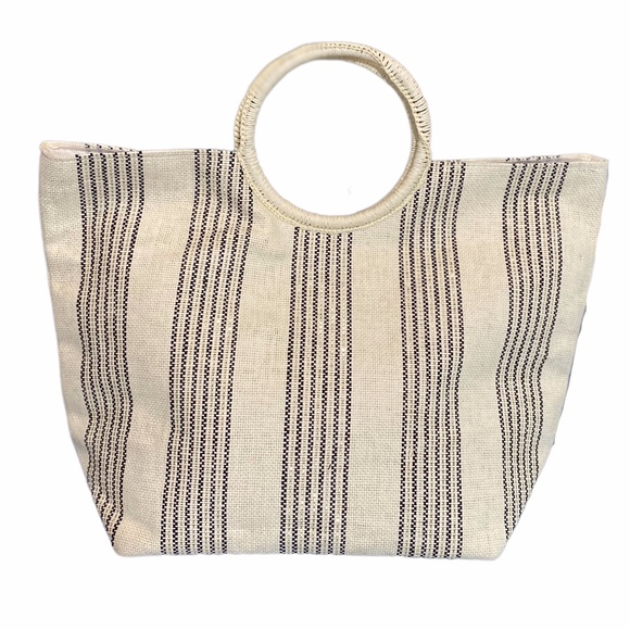 NWOT Shira Leah White Metallic Straw Tote - Picture 3 of 7